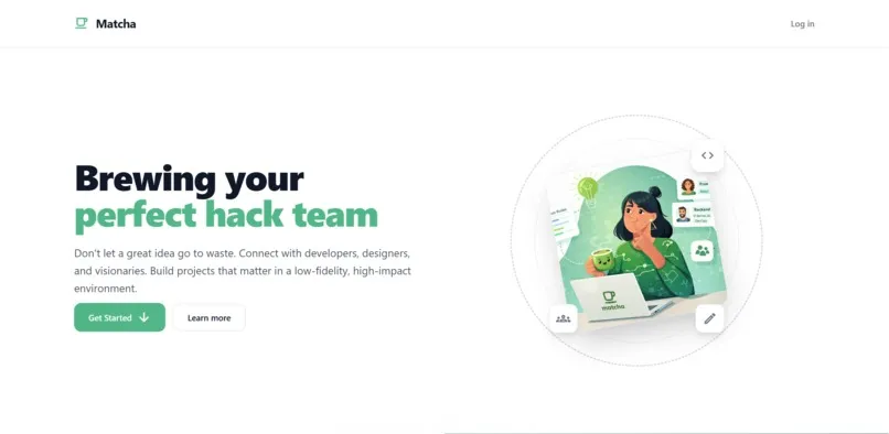 Teammate matching landing page.